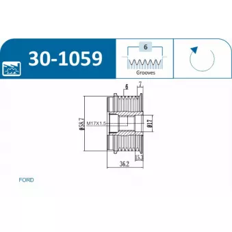 Poulie roue libre, alternateur IJS GROUP 30-1059