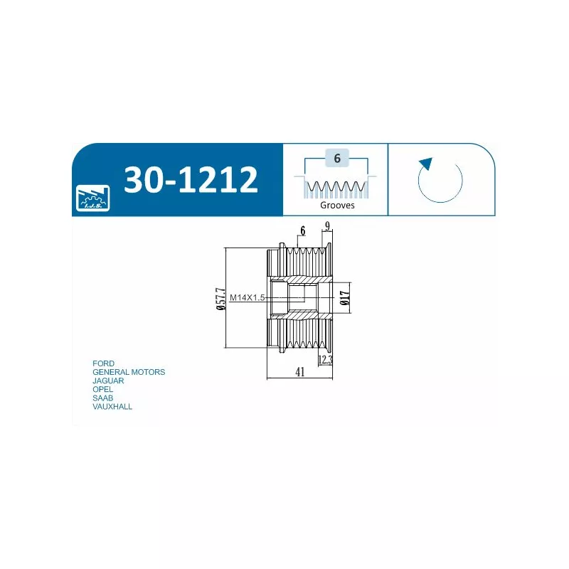 Poulie roue libre, alternateur IJS GROUP 30-1212