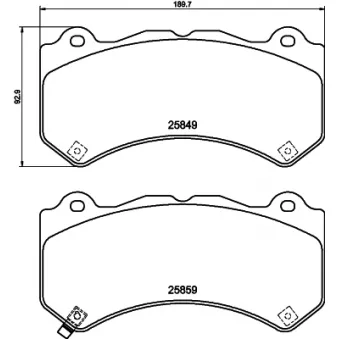 Jeu de 4 plaquettes de frein avant HELLA 8DB 355 021-041