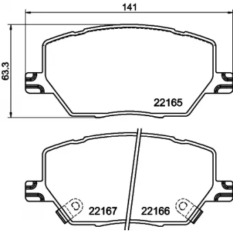 Jeu de 4 plaquettes de frein avant HELLA 8DB 355 025-901