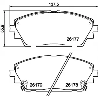 Jeu de 4 plaquettes de frein avant HELLA 8DB 355 040-271
