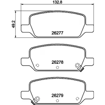 Jeu de 4 plaquettes de frein arrière HELLA