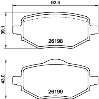Jeu de 4 plaquettes de frein avant HELLA 8DB 355 040-971
