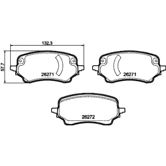 Jeu de 4 plaquettes de frein avant HELLA 8DB 355 040-991