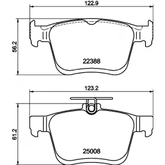 Jeu de 4 plaquettes de frein arrière HELLA