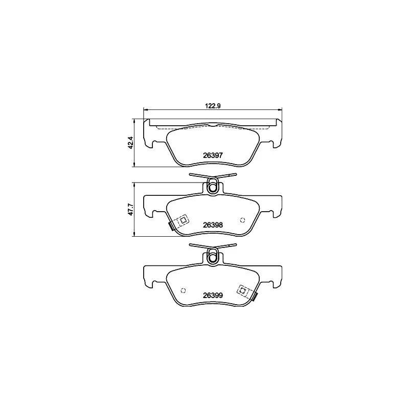 Jeu de 4 plaquettes de frein arrière HELLA 8DB 355 043-091
