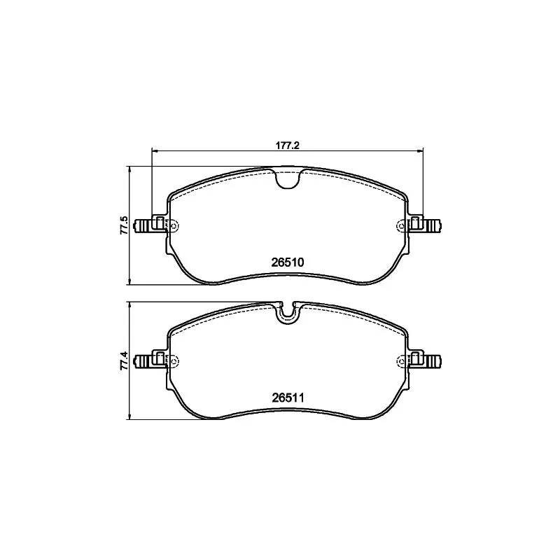Jeu de 4 plaquettes de frein avant HELLA 8DB 355 044-251