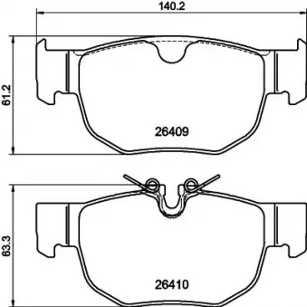 Jeu de 4 plaquettes de frein arrière HELLA