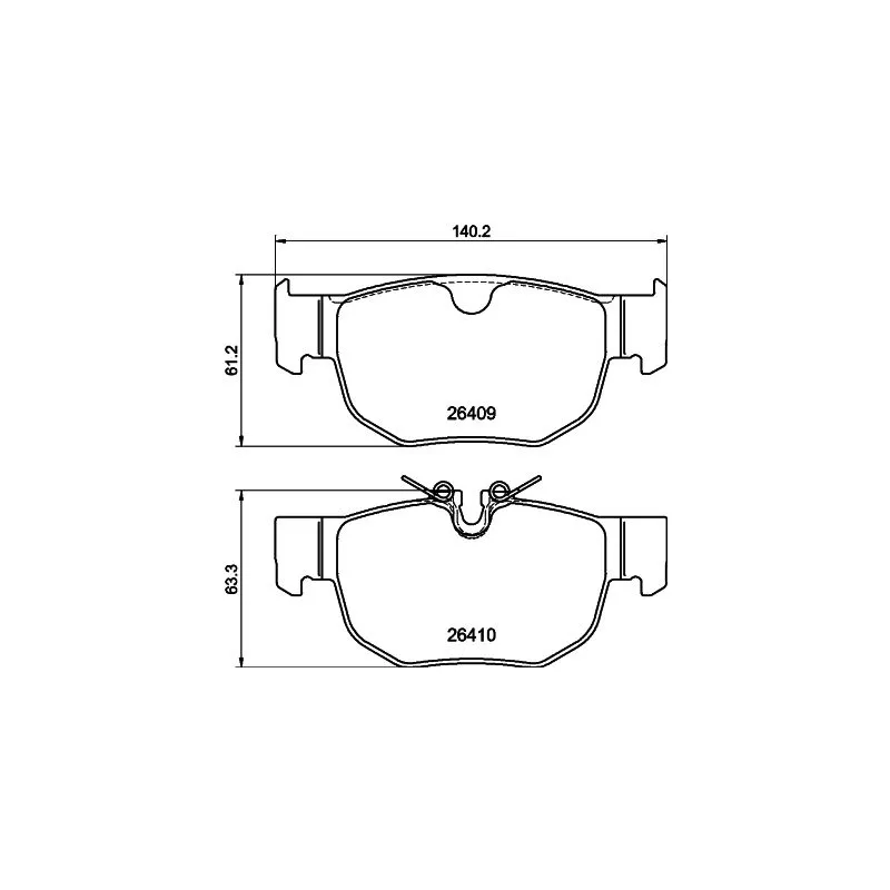 Jeu de 4 plaquettes de frein arrière HELLA 8DB 355 044-381