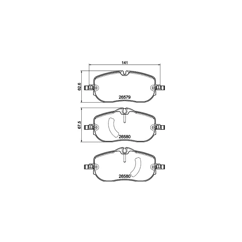Jeu de 4 plaquettes de frein avant HELLA 8DB 355 044-391