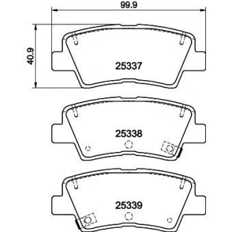 Jeu de 4 plaquettes de frein arrière HELLA