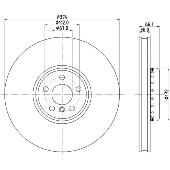 Disque de frein avant droit HELLA 8DD 355 126-461