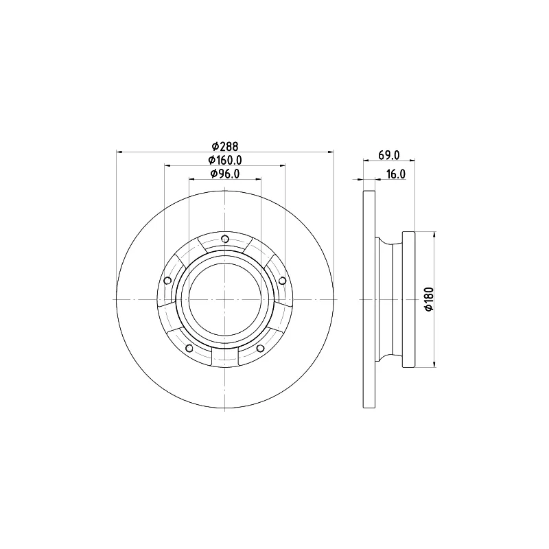 Jeu de 2 disques de frein arrière HELLA 8DD 355 133-071