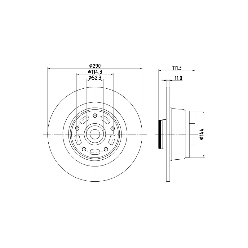 Jeu de 2 disques de frein arrière HELLA 8DD 355 133-311