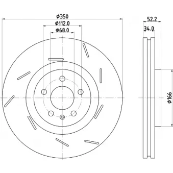 Disque de frein avant droit HELLA 8DD 355 134-351