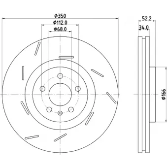 Disque de frein avant gauche HELLA 8DD 355 134-361