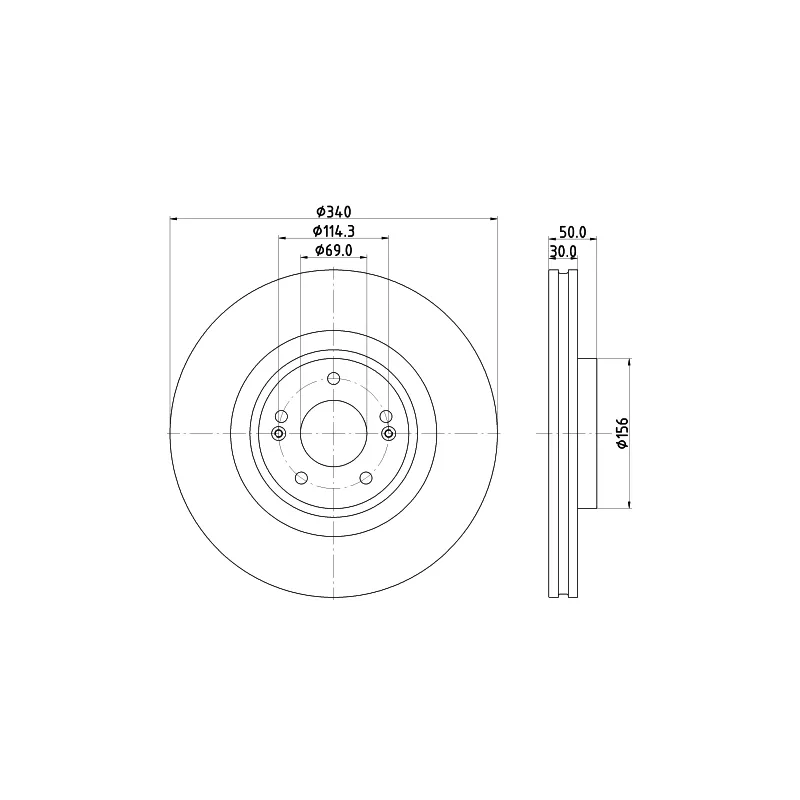 Jeu de 2 disques de frein avant HELLA 8DD 355 134-871