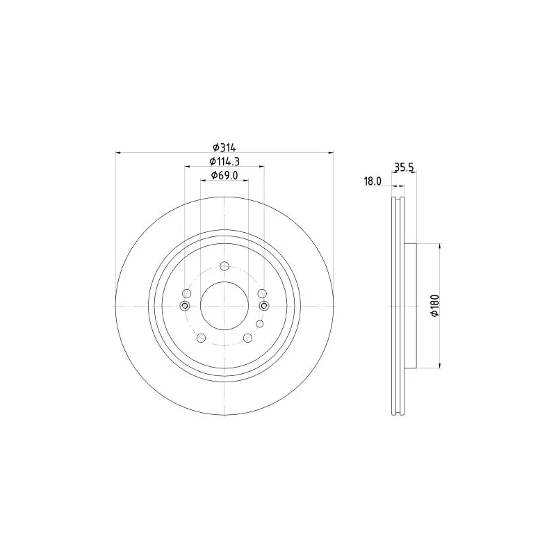 Jeu de 2 disques de frein arrière HELLA 8DD 355 135-221