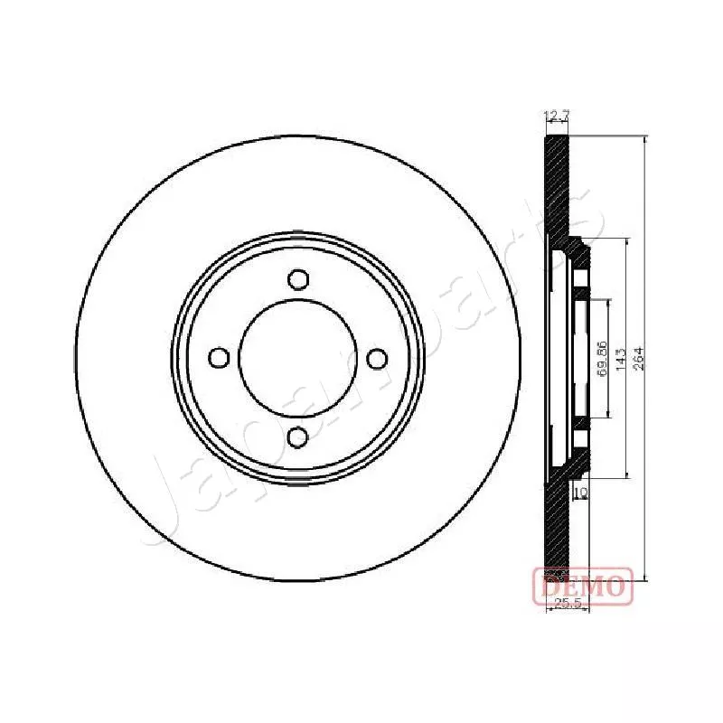 Jeu de 2 disques de frein arrière JAPANPARTS DP-0318C