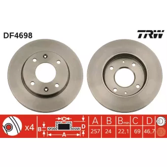 Jeu de 2 disques de frein avant TRW DF4698