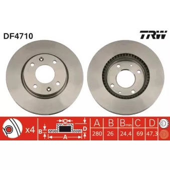 Jeu de 2 disques de frein avant TRW DF4710