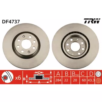 Jeu de 2 disques de frein avant TRW DF4737