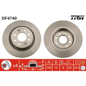 Jeu de 2 disques de frein arrière TRW DF4740
