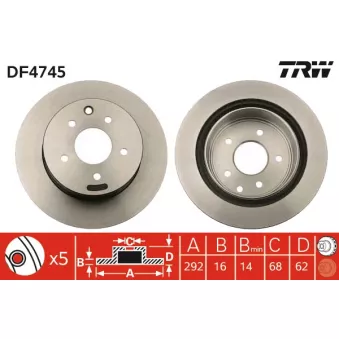 Jeu de 2 disques de frein arrière TRW DF4745