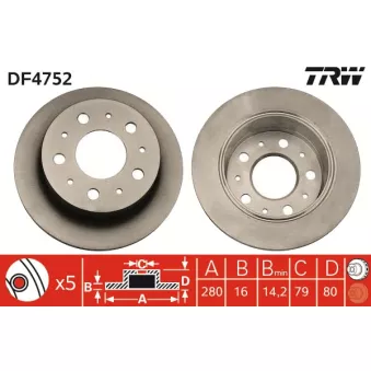 Jeu de 2 disques de frein arrière TRW