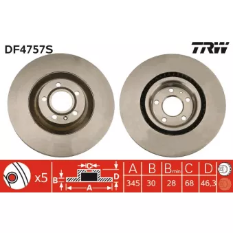 Jeu de 2 disques de frein avant TRW