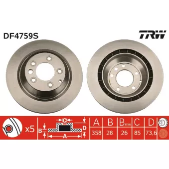 Jeu de 2 disques de frein arrière TRW DF4759S