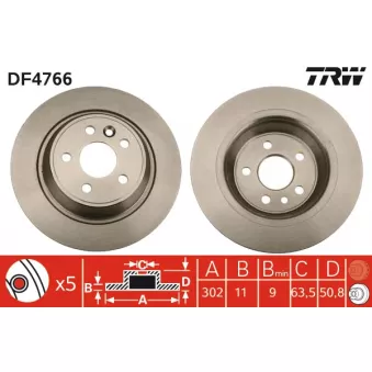 Jeu de 2 disques de frein arrière TRW DF4766