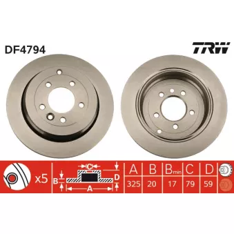 Jeu de 2 disques de frein arrière TRW DF4794