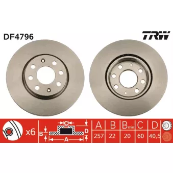 Jeu de 2 disques de frein avant TRW DF4796