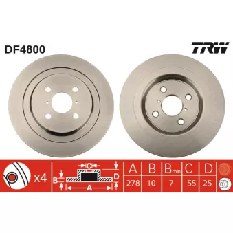 Jeu de 2 disques de frein arrière TRW DF4800