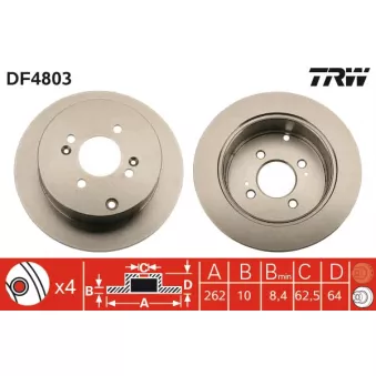 Jeu de 2 disques de frein arrière TRW DF4803
