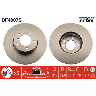 Jeu de 2 disques de frein avant TRW DF4807S