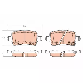 Jeu de 4 plaquettes de frein arrière TRW