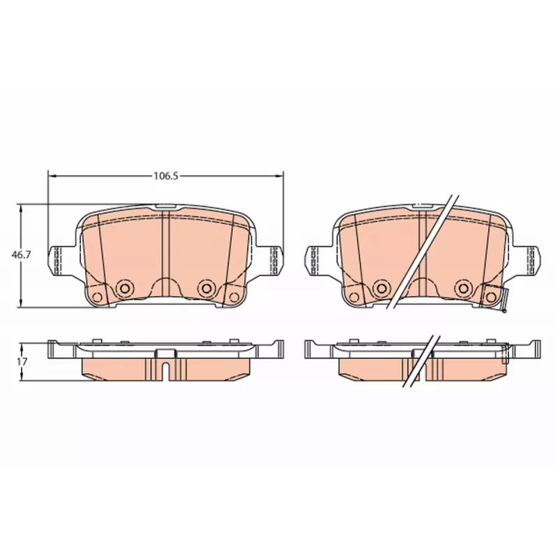 Jeu de 4 plaquettes de frein arrière TRW GDB2317