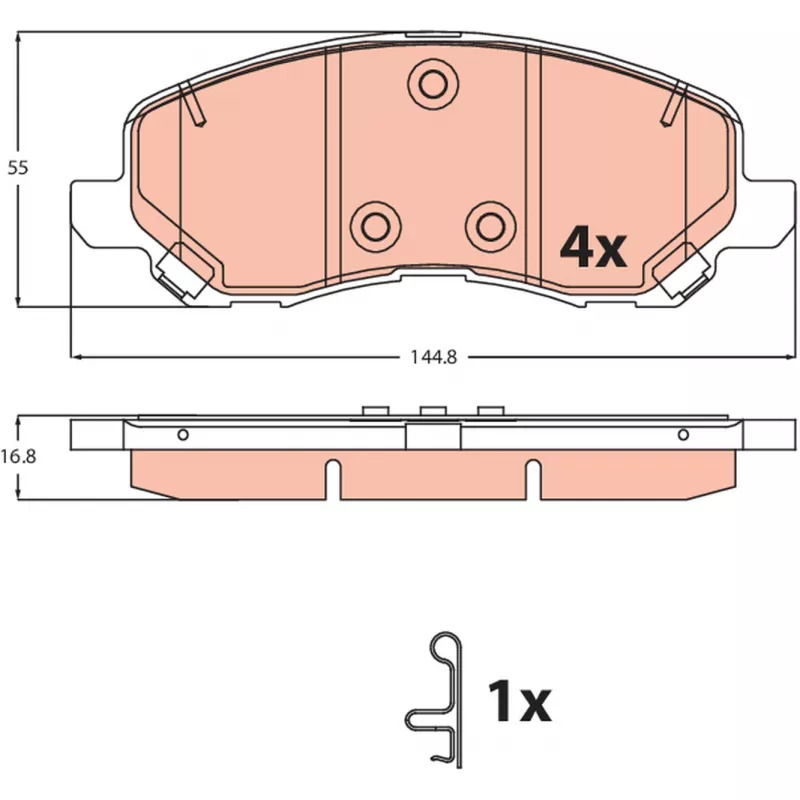 Jeu de 4 plaquettes de frein avant TRW GDB2501